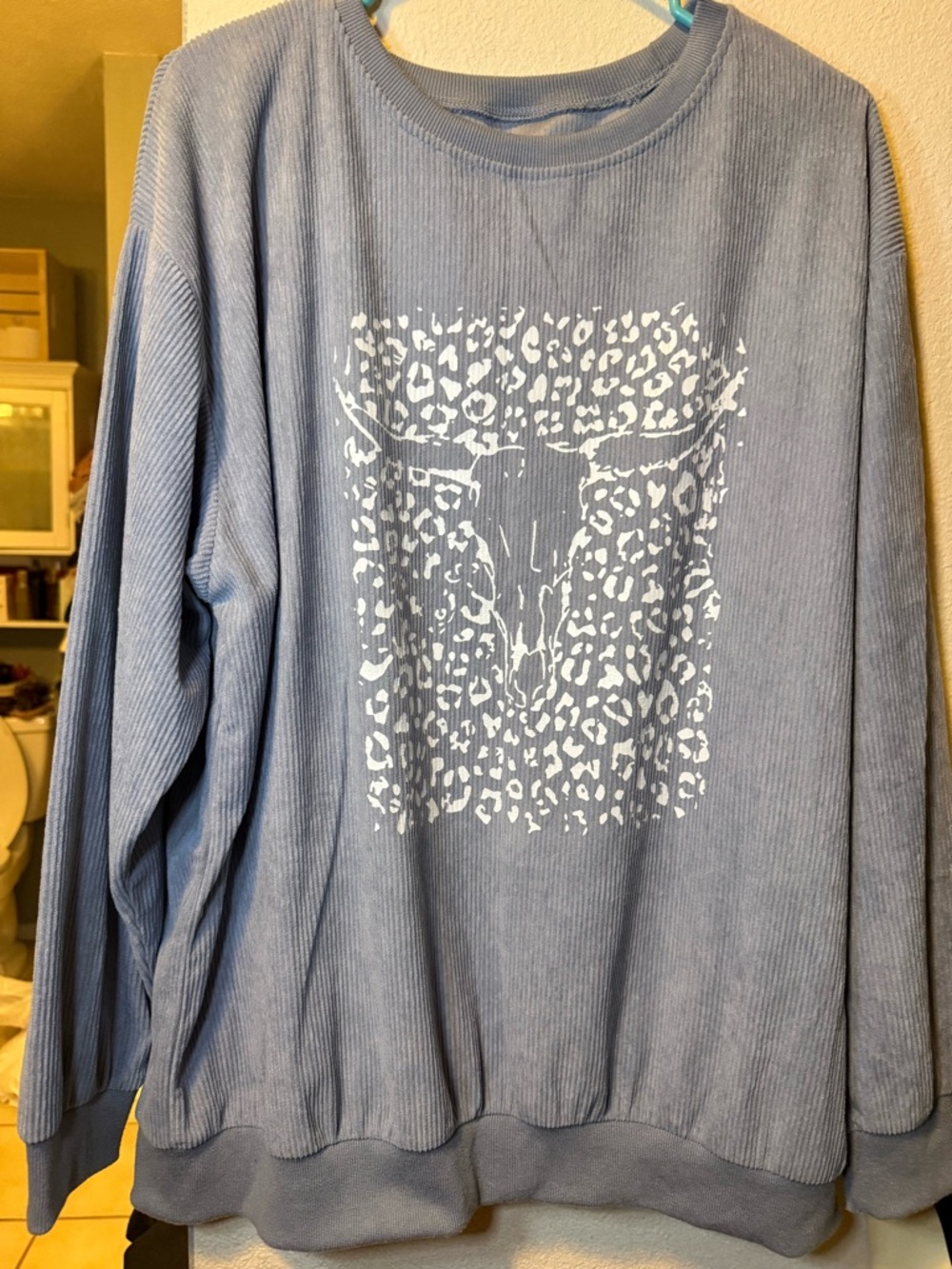 Light Blue Crewneck Longhorn graphic Sweater